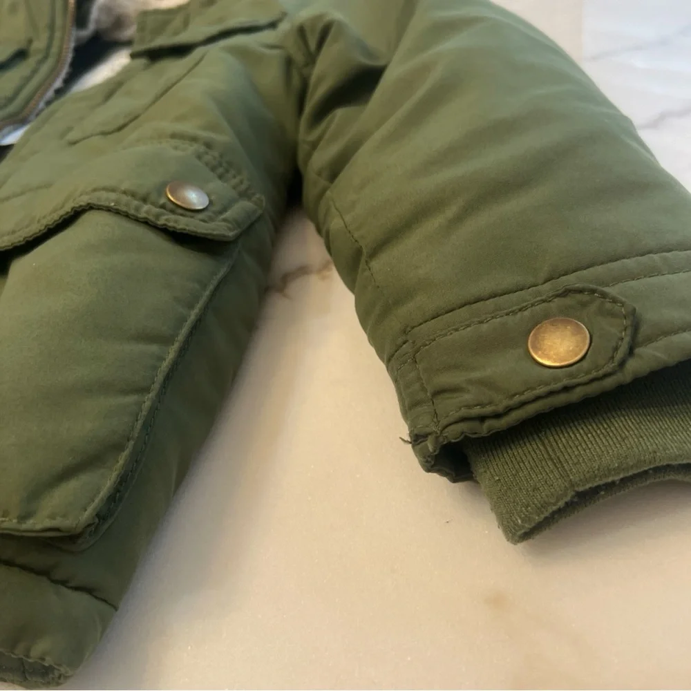 Carter’s Boys Faux Fur Hooded Parka Winter Coat Green Size M 5/6